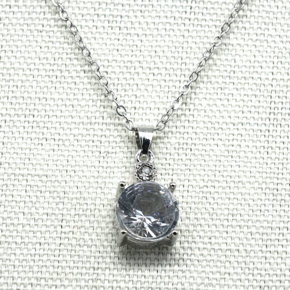 Necklace set with earrings and chain. Clear crystal and chain extension. - Picture 5 of 5